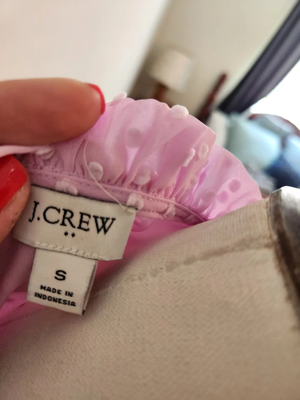 J. Crew Pink Swiss Dot Ruffle Cap-Sleeve Camisole - Picture 2 of 2
